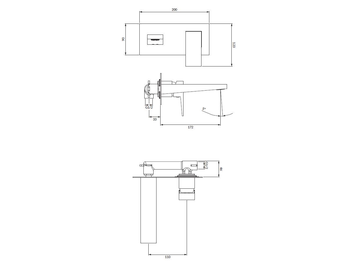 Настенный смеситель для раковины с пластиной OMNIRES Fresh ARCH-00033243 - Вид №3