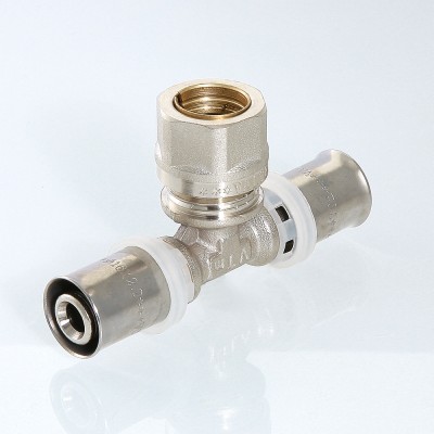 VTm.233.I.161516 Пресс-фитинг – тройник с переходом на обжимное соединение Valtec 16 x 15 x 16 мм  - Вид №3