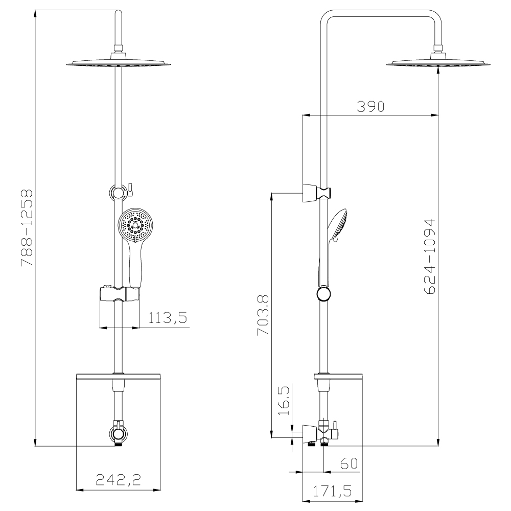 LM8802C Душевой гарнитур без смесителя c верхней душевой лейкой "Тропический дождь", хром LEMARK  - Вид №1