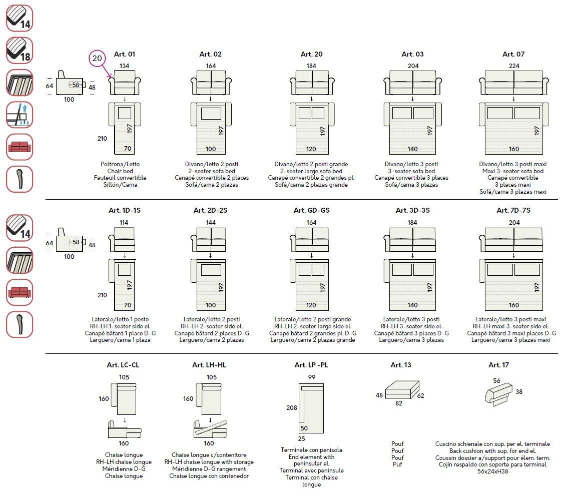 Двуспальный диван-кровать из ткани Felis Day &amp ARCH-00111756 - Вид №14