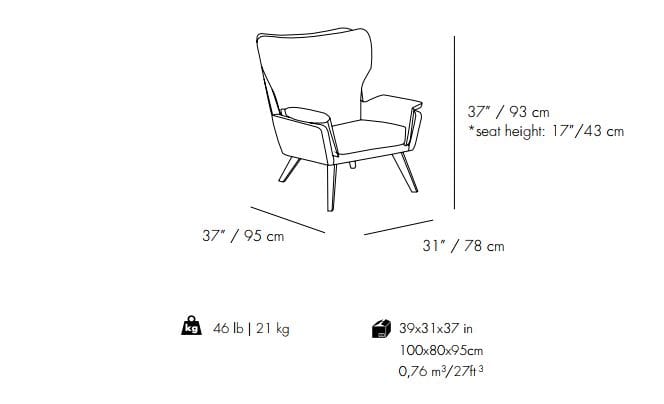 Кожаное кресло с подлокотниками Mambo Unlimited Ideas CLOSER ARCH-00111037 - Вид №2