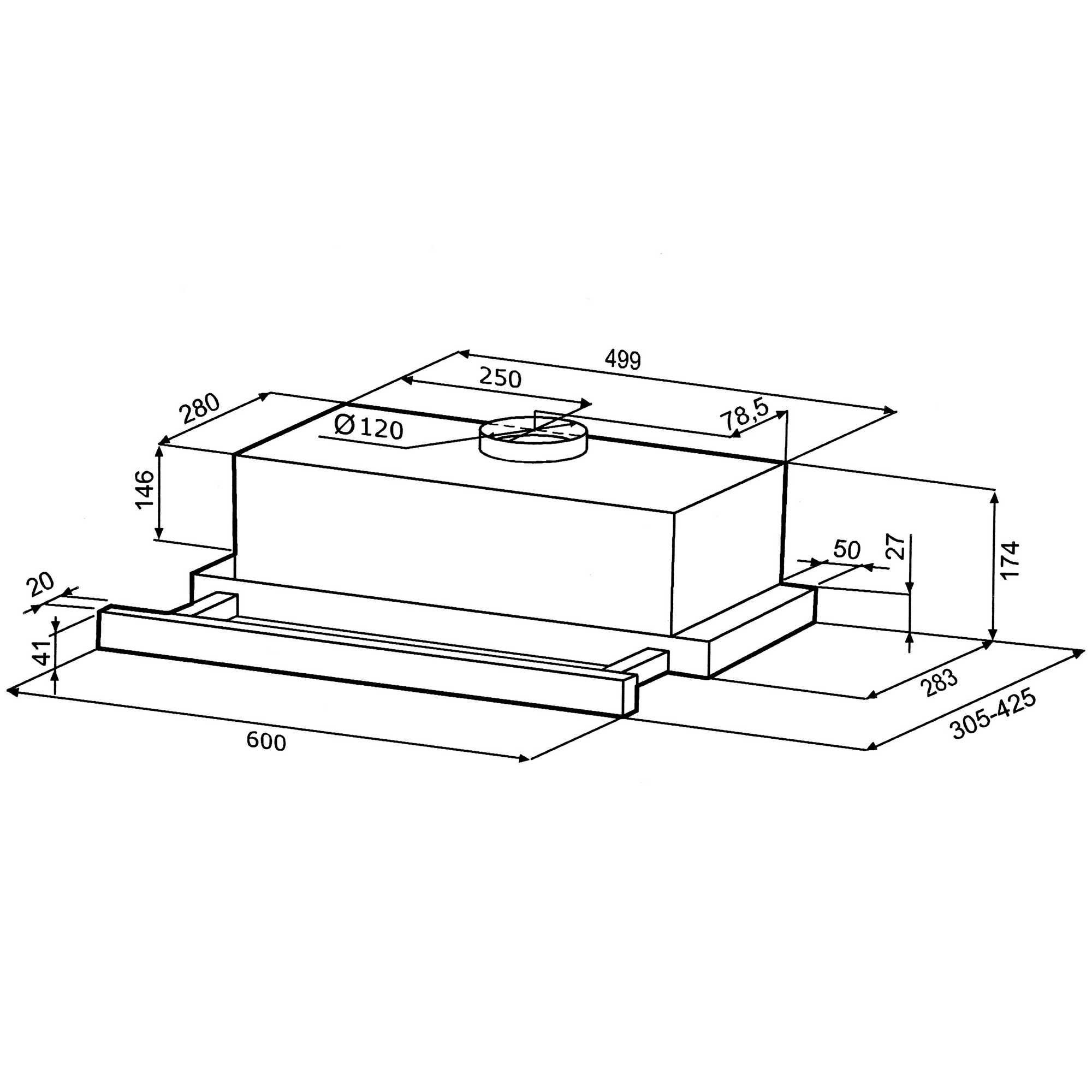 5356579 Вытяжка телескопическая KRONA KAMILLA RETRO 600 черный/черный STDN-0088121 - Вид №11