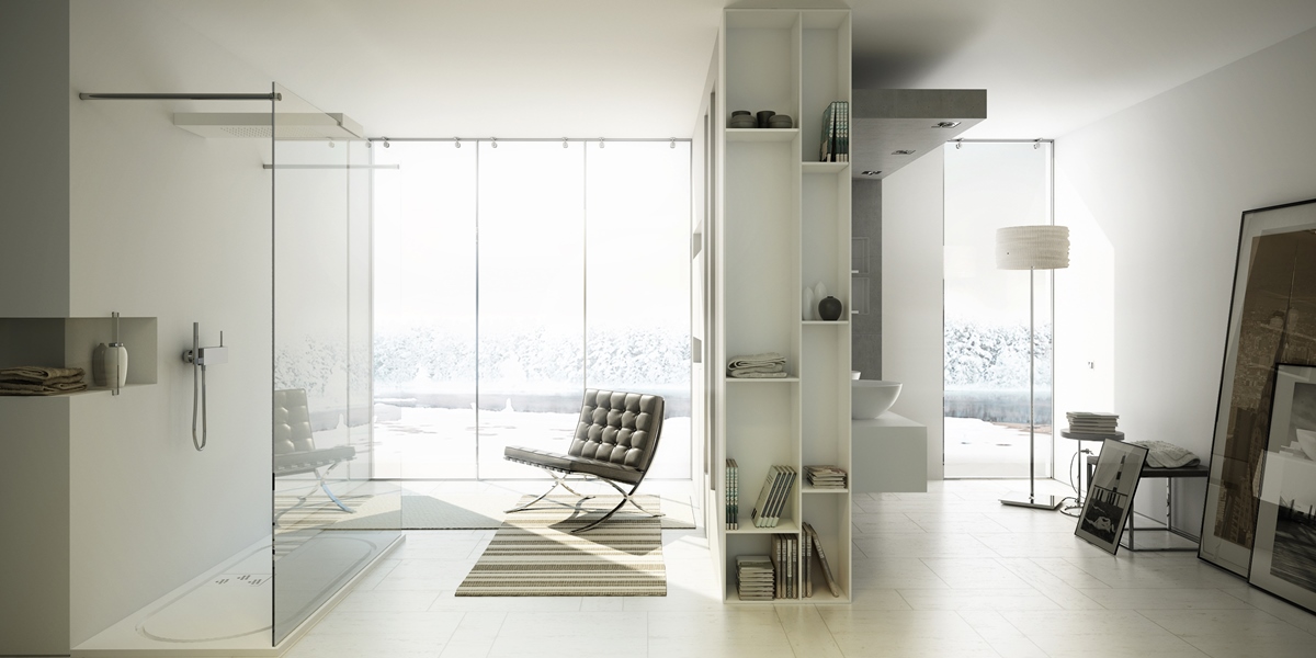 Moma Design Душевая лейка настенная Shower Glass белая Shower Wall SHGL80 - Вид №1