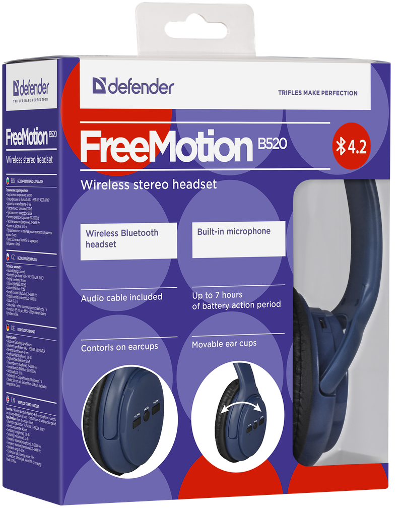 63522 беспроводная гарнитура freemotion b520 синий, bluetooth Defender Santreyd  - Вид №2