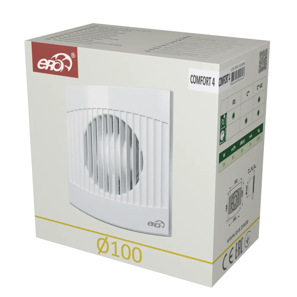 Вентилятор вытяжной ERA Comfort 4 — бесшумное решение для вентиляции 82270082 STLM-0023615 - Вид №4