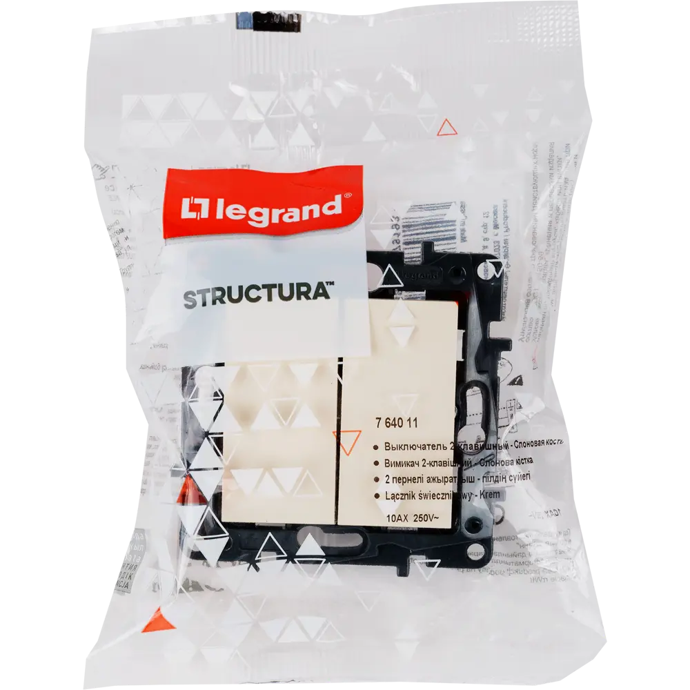 82064675 Выключатель встраиваемый Legrand Structura 2 клавиши, цвет слоновая кость STLM-0018659 - Вид №4