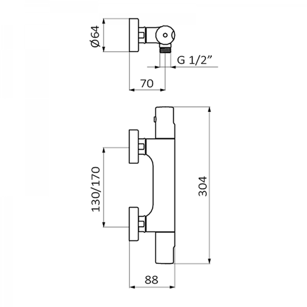 131900 BASIC Термостатический душ Хром GRB MIXERS TENDER - Вид №1