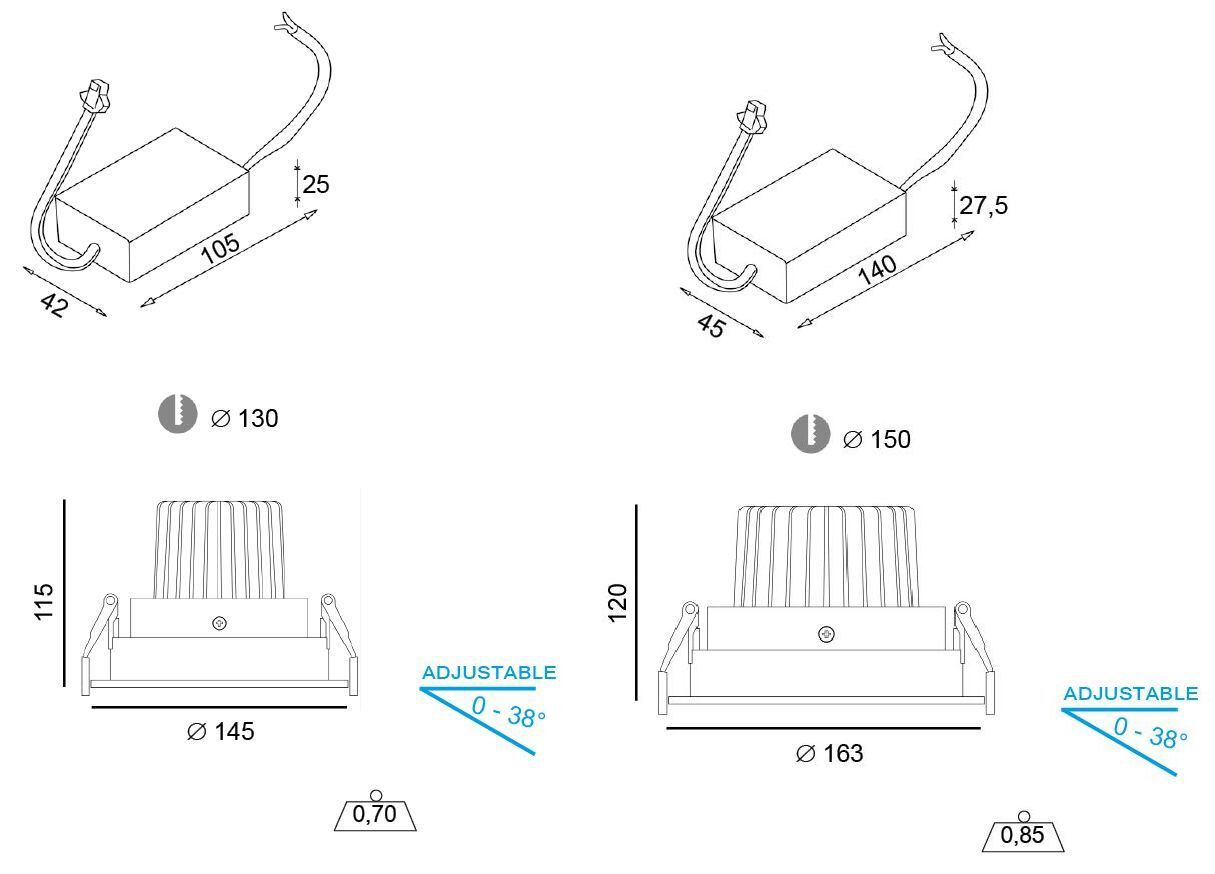 Алюминиевый светодиодный светильник с диммером Terzo Light KINO 16W / 30W ARCH-00032278 - Вид №2