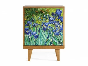 Прикроватная тумбочка дизайнерская с узором "Ирисы" Thimon THE IDEA  210288 Бежевый;дуб сонома;разноцветный