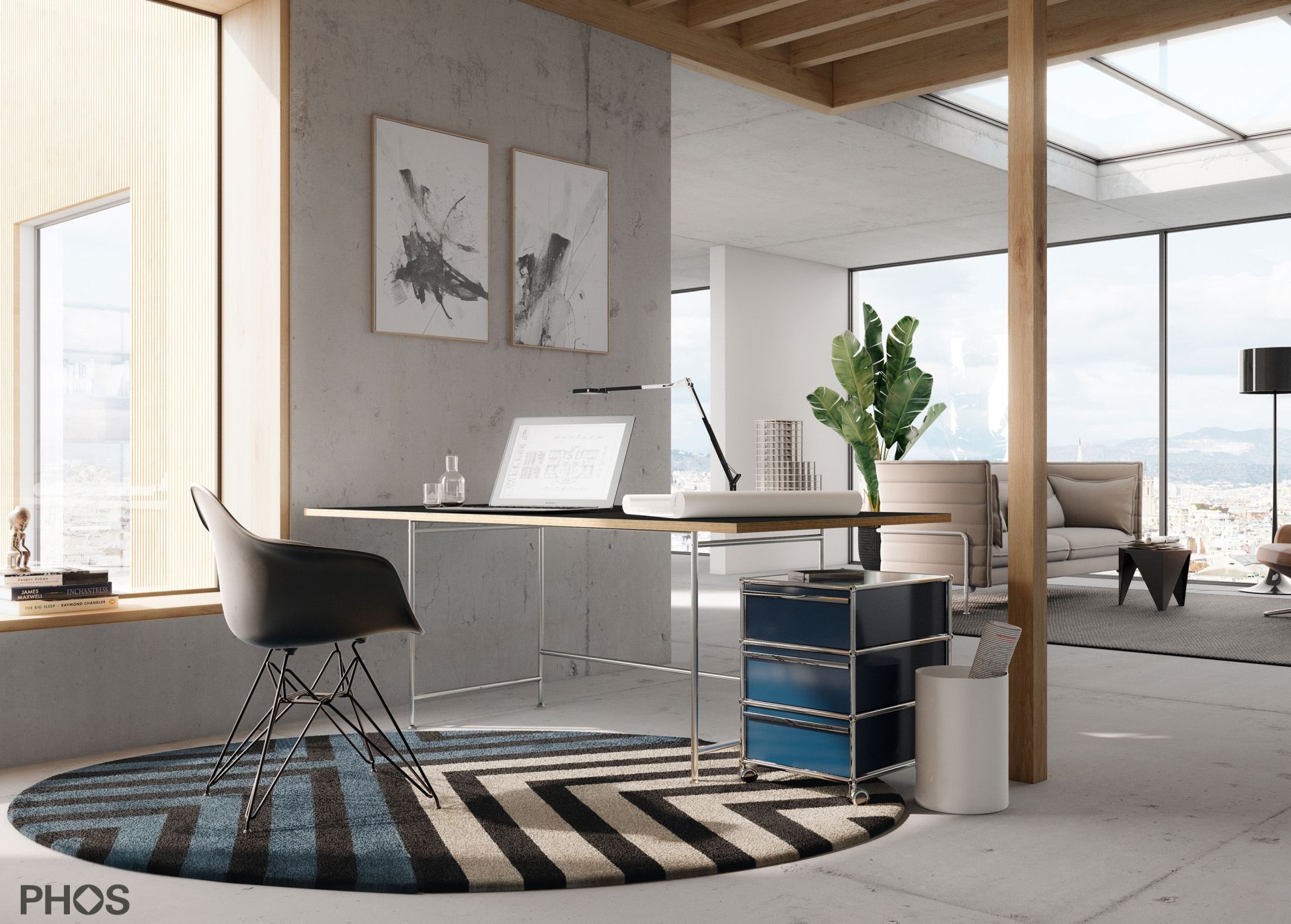 KATI-S1-180x90-MS Карлсруэ стол - письменный стол - черный - 180 х 90 х 75 см. PHOS  - Вид №1