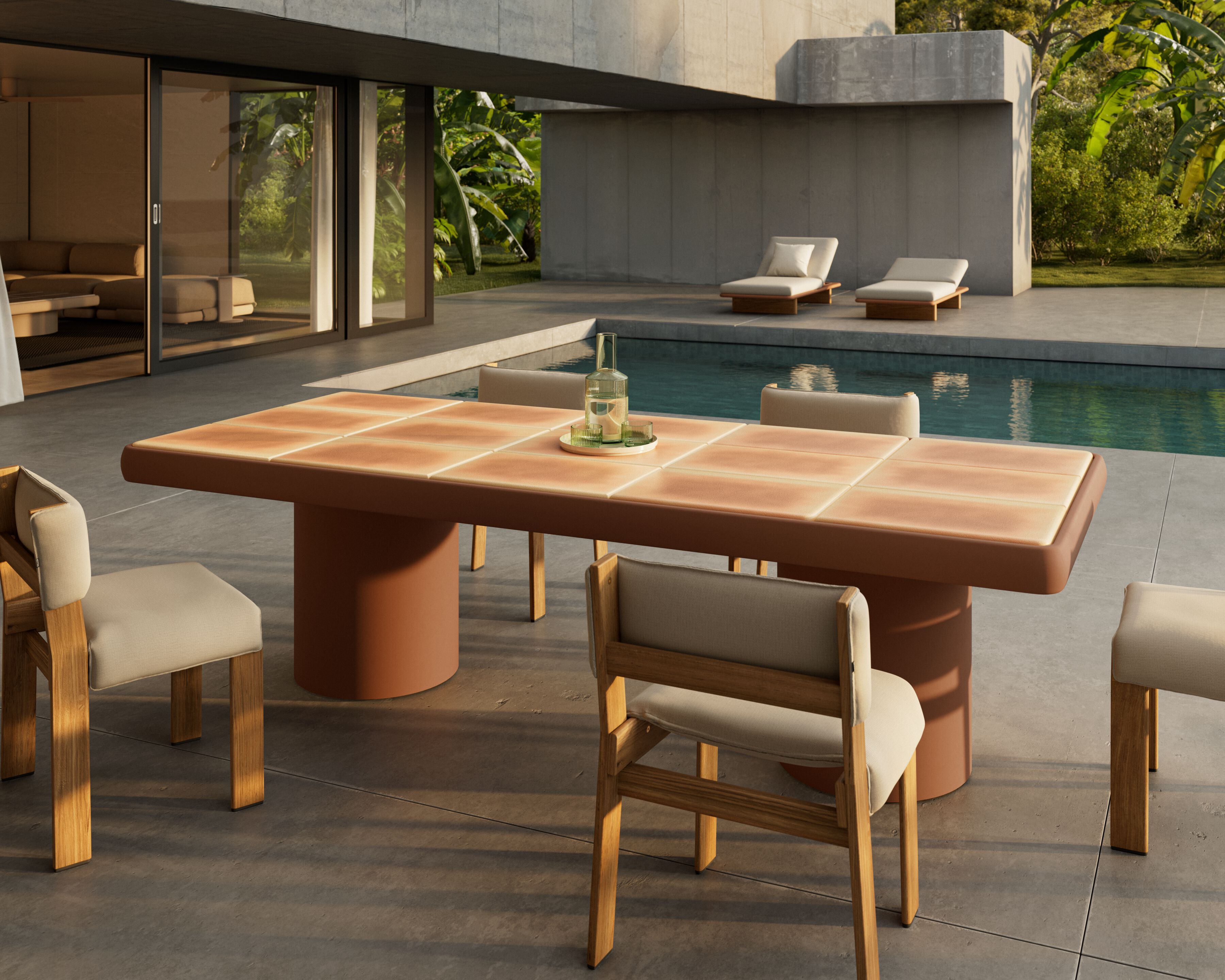 Прямоугольный садовый стол с керамическим верхом Kettal Insula ARCH-00142030 - Вид №1