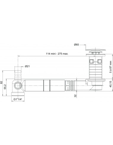 609300 045 00  Комплект для слива для раковины TBXP Extra-Flat, h. 100мм режущий стол Valentin Хром  - Вид №5