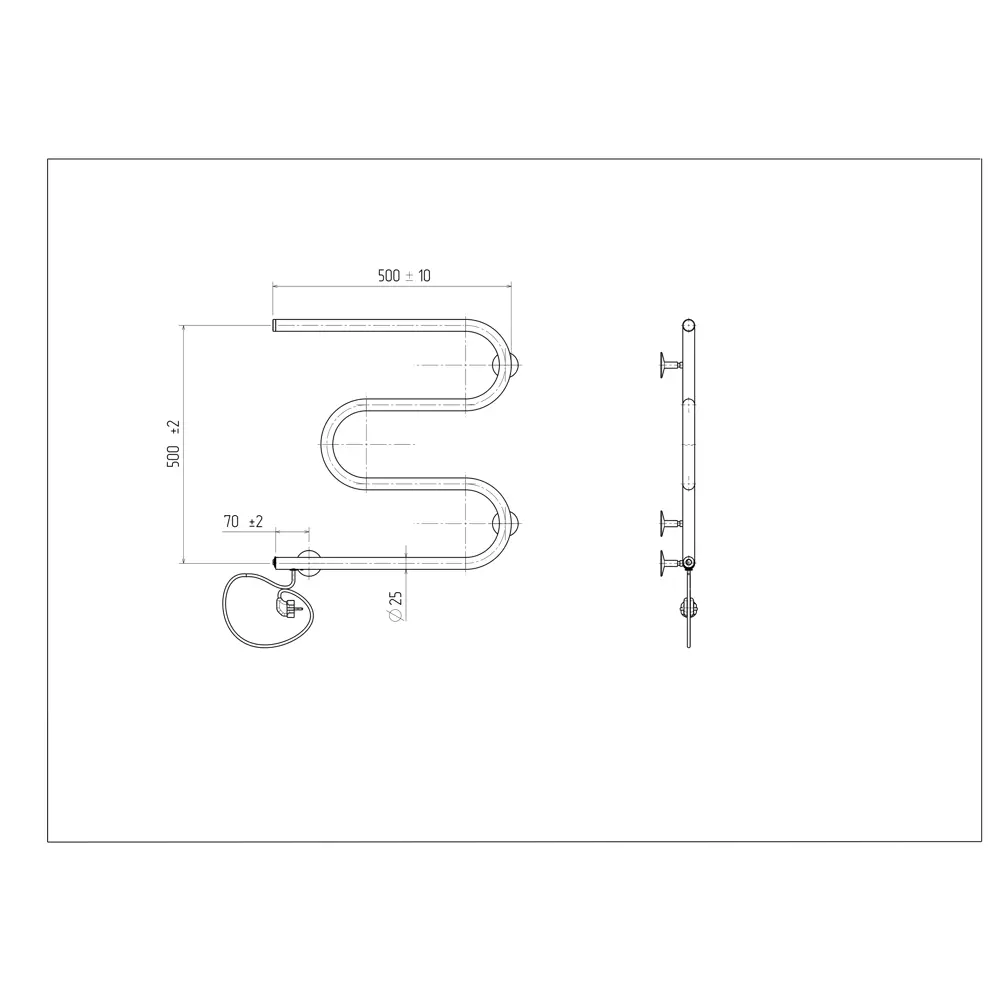 Электрический полотенцесушитель EQUATION M-образный черный 500x500 мм 89352310 STLM-1521909 - Вид №2