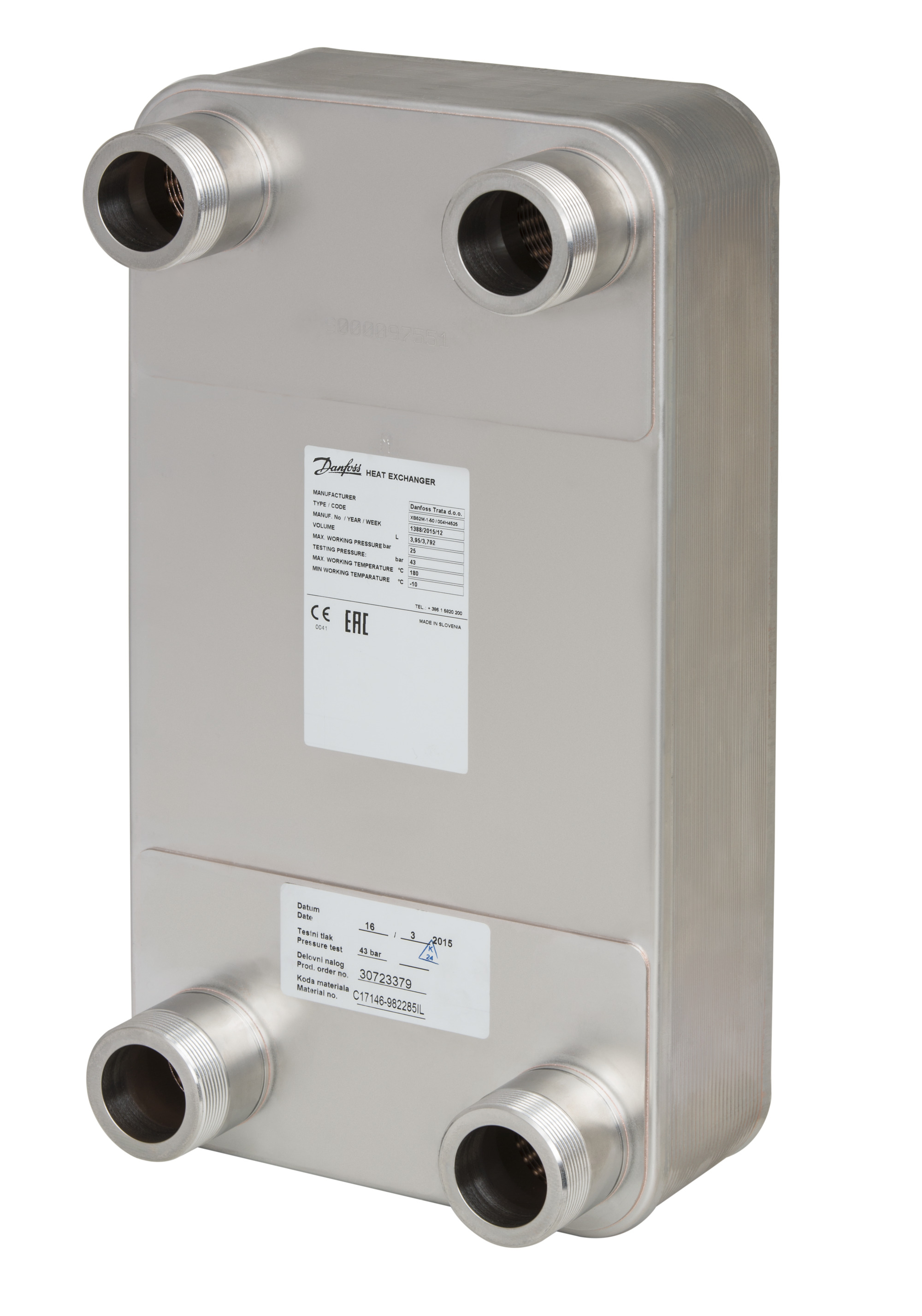 Danfoss Паяный пластинчатый теплообменник серии XB52M XB 52M-1-40 PN25 паяный ТО G2 004H4524  - Вид №10