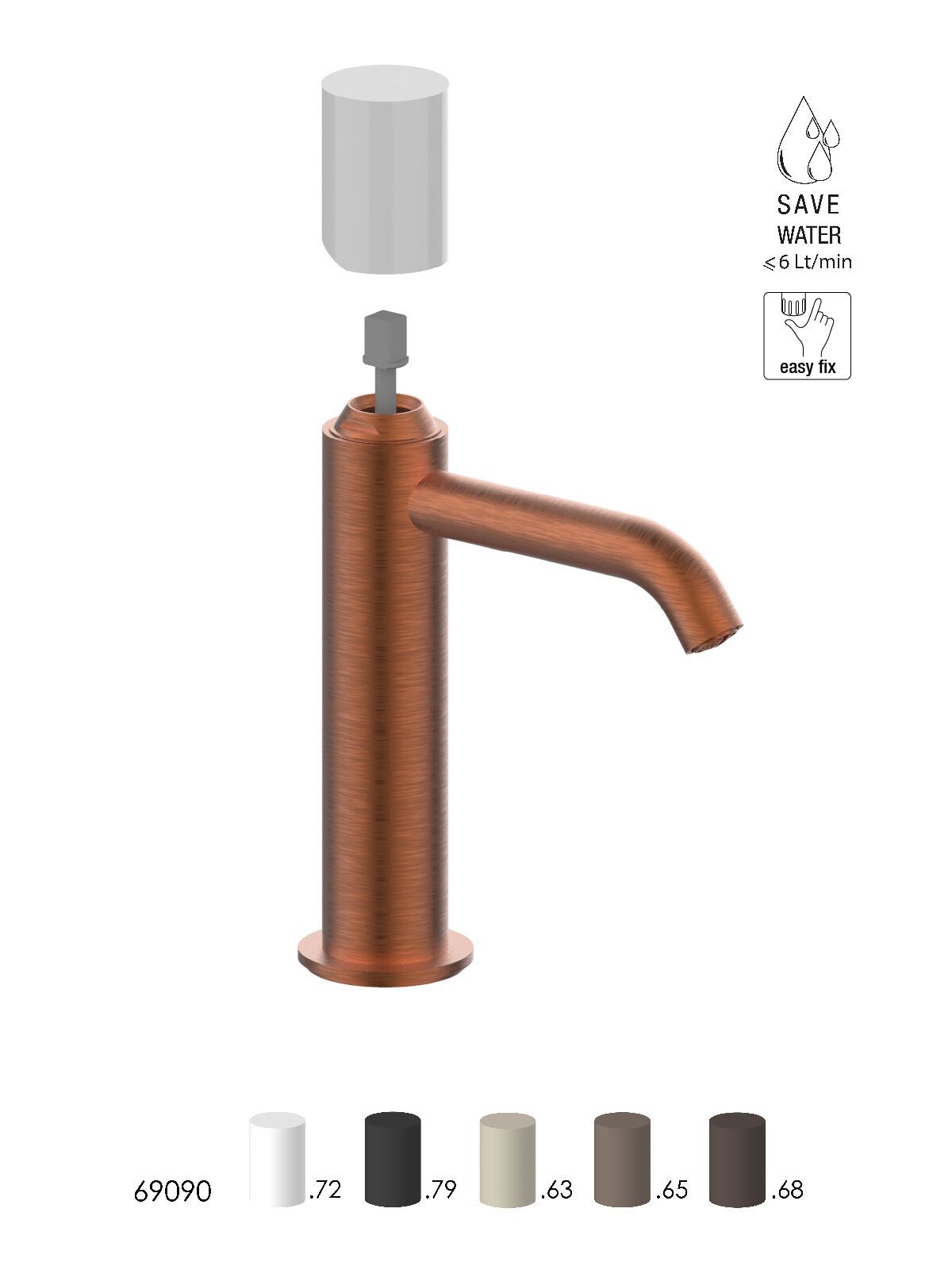 Смеситель для раковины из нержавеющей стали с ограничителем расхода Rubinetterie Frattini Pepe XLS 316 ARCH-00031588 - Вид №6