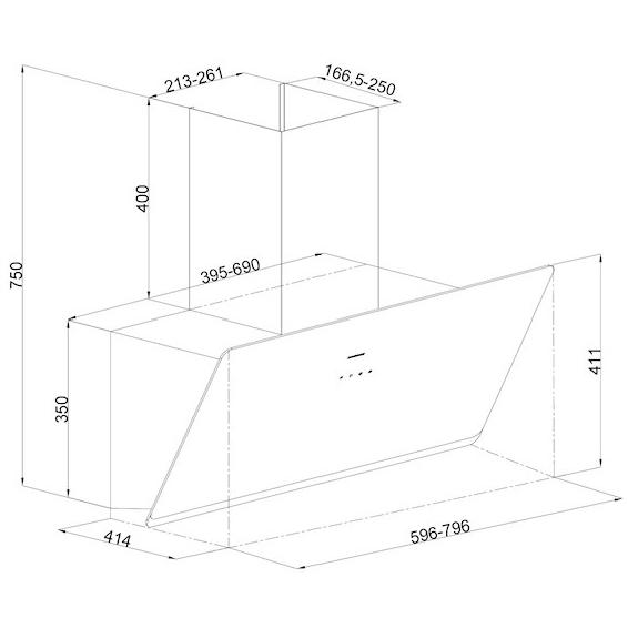 Silverline Настенная вытяжка из алюминия и стекла с сенсорным управлением sun-id-1483643 - Вид №5