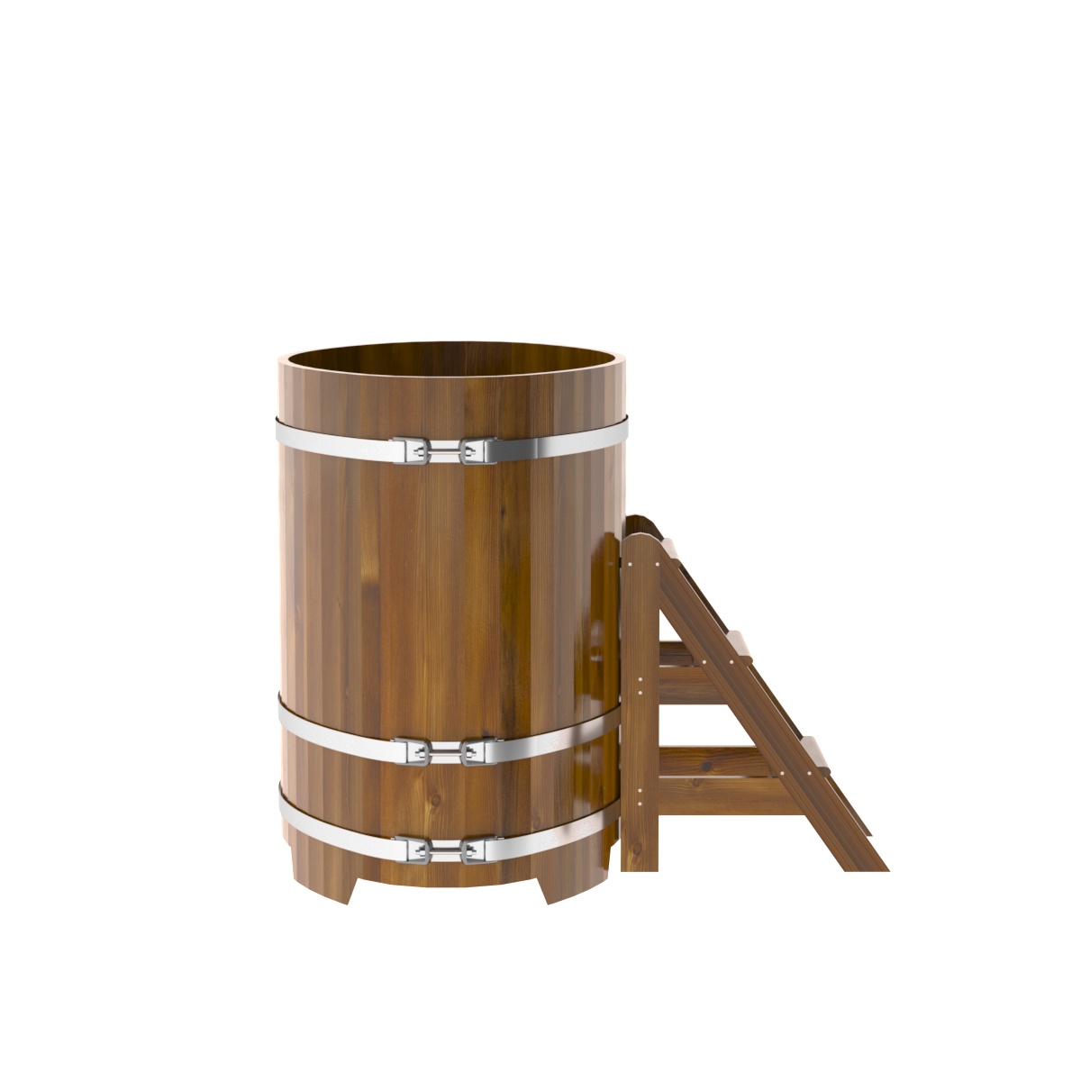 2267 Купель овальная из лиственницы Рустик 0,80х1,42х1,2 морёная Alyarus  - Вид №3