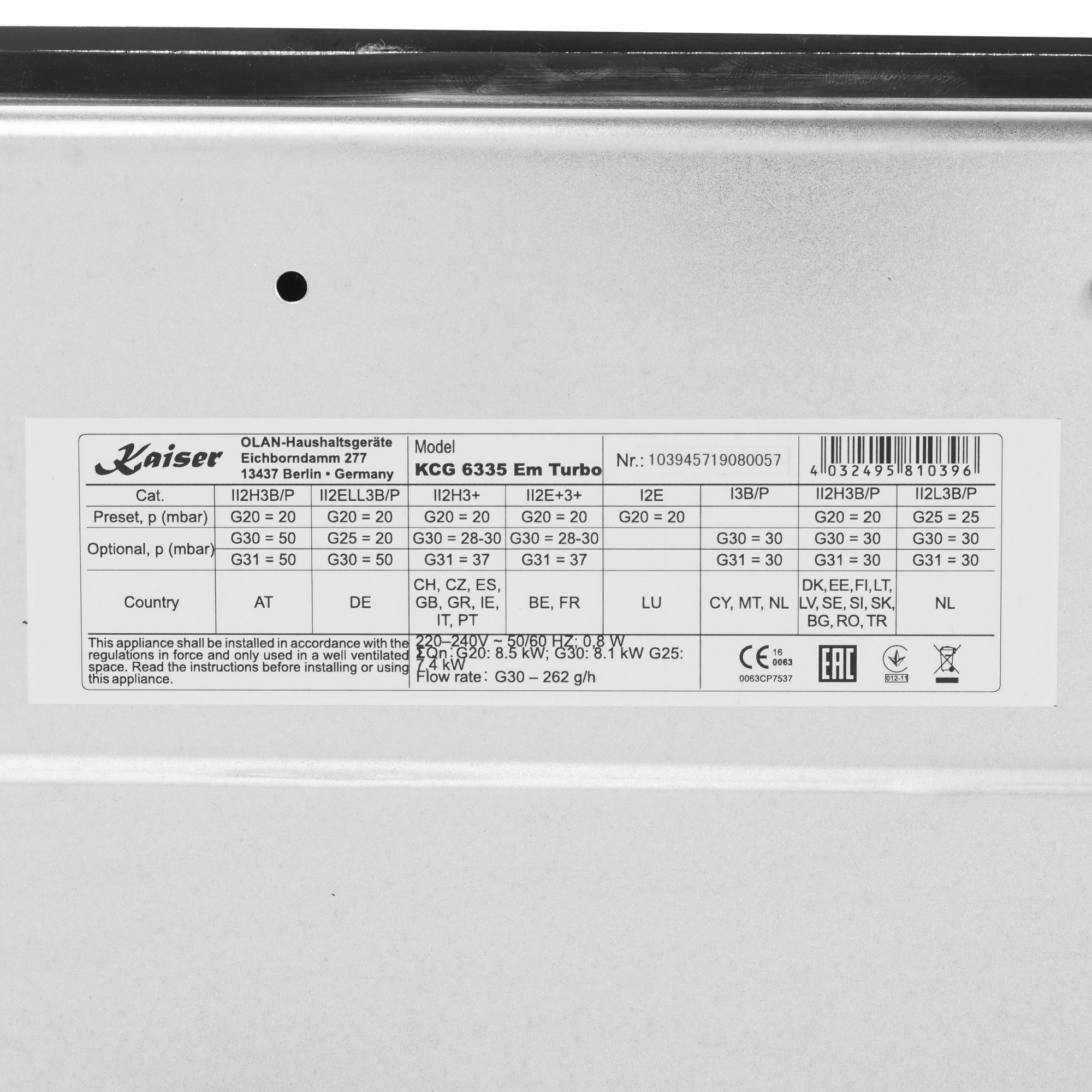 1110856 Газовая варочная поверхность Kaiser KCG 6335 Em Turbo STDN-0026611 - Вид №4