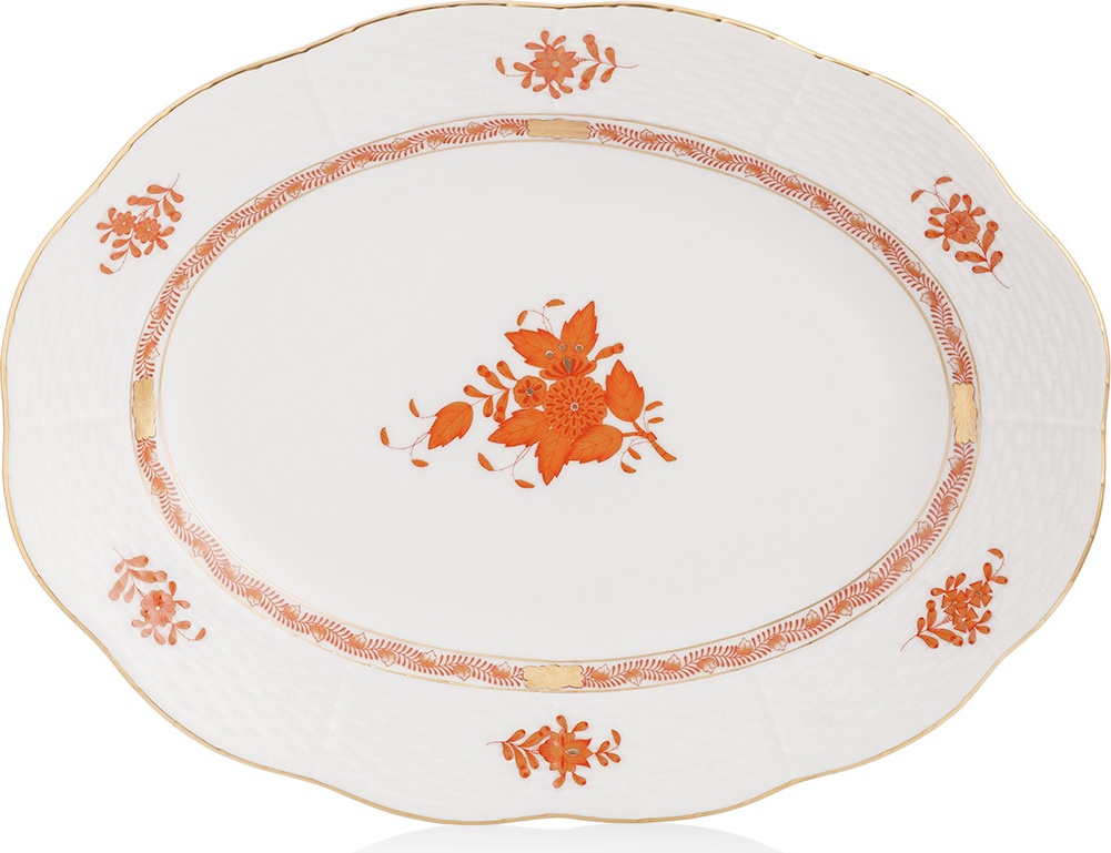 10628836 Herend Блюдо овальное 31см "Аппони" (оранжевый) Фарфор 