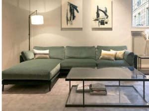 4-местный съемный бархатный диван с полуостровом