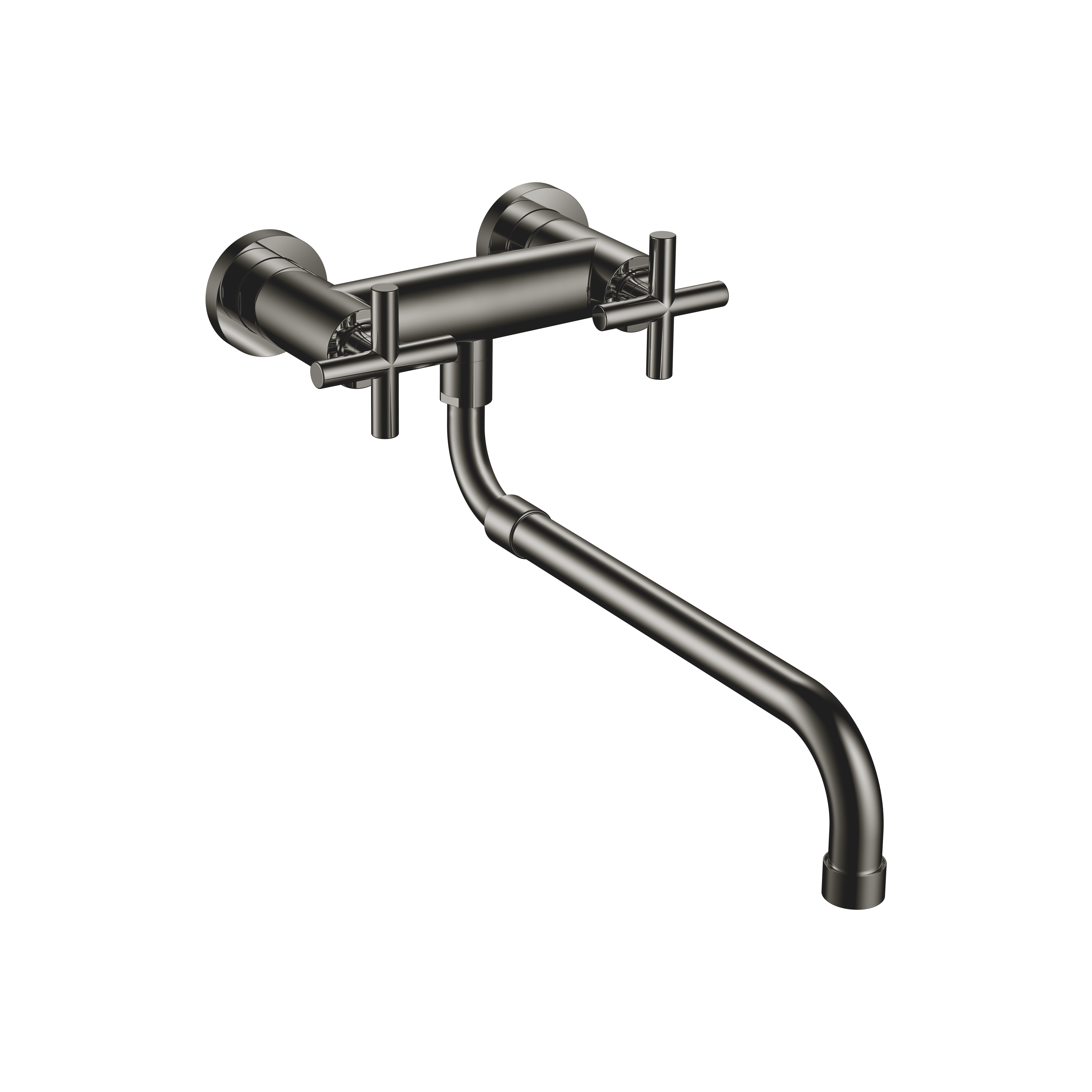 ТАРА Смеситель мостовой настенный с выдвижным изливом - Темный хром DornBracht Tara 31151892-19