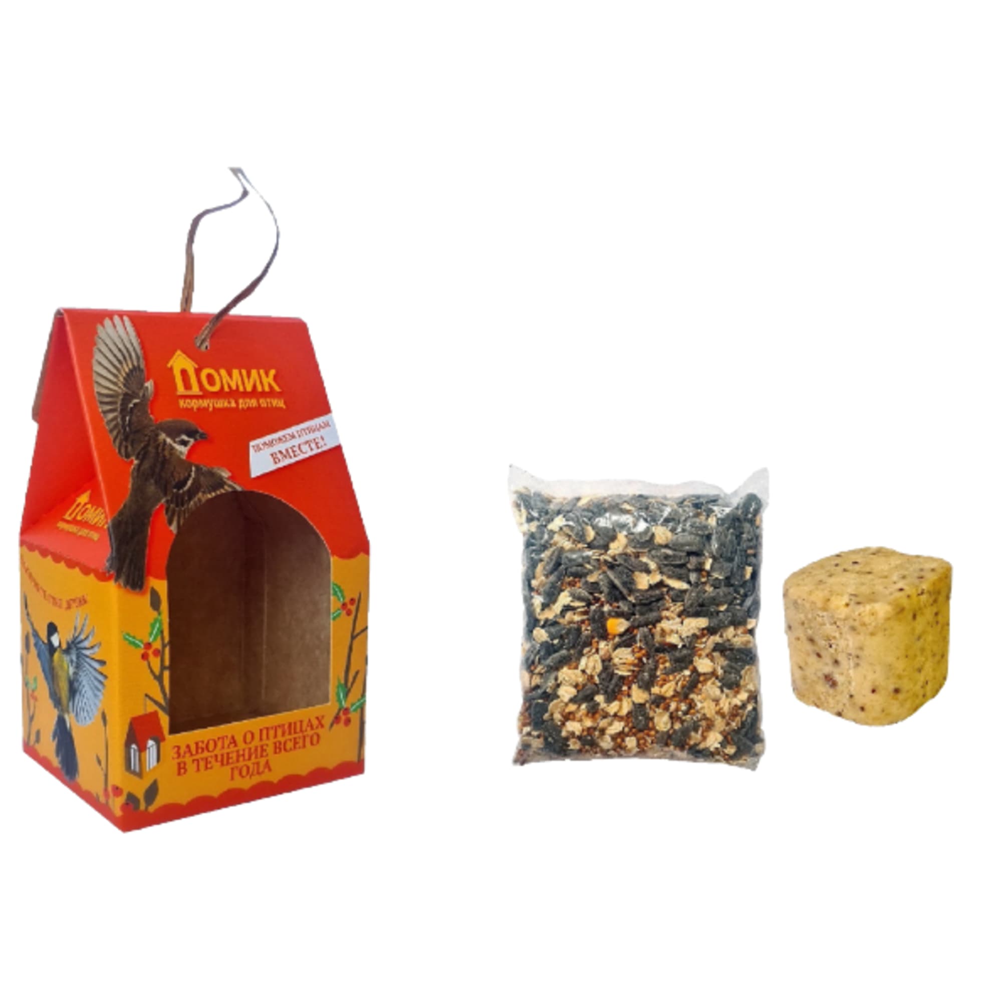 85048596 Кормушка для диких птиц Домик, пластик, корм 100 г, брикет 95 г Santreyd  - Вид №1