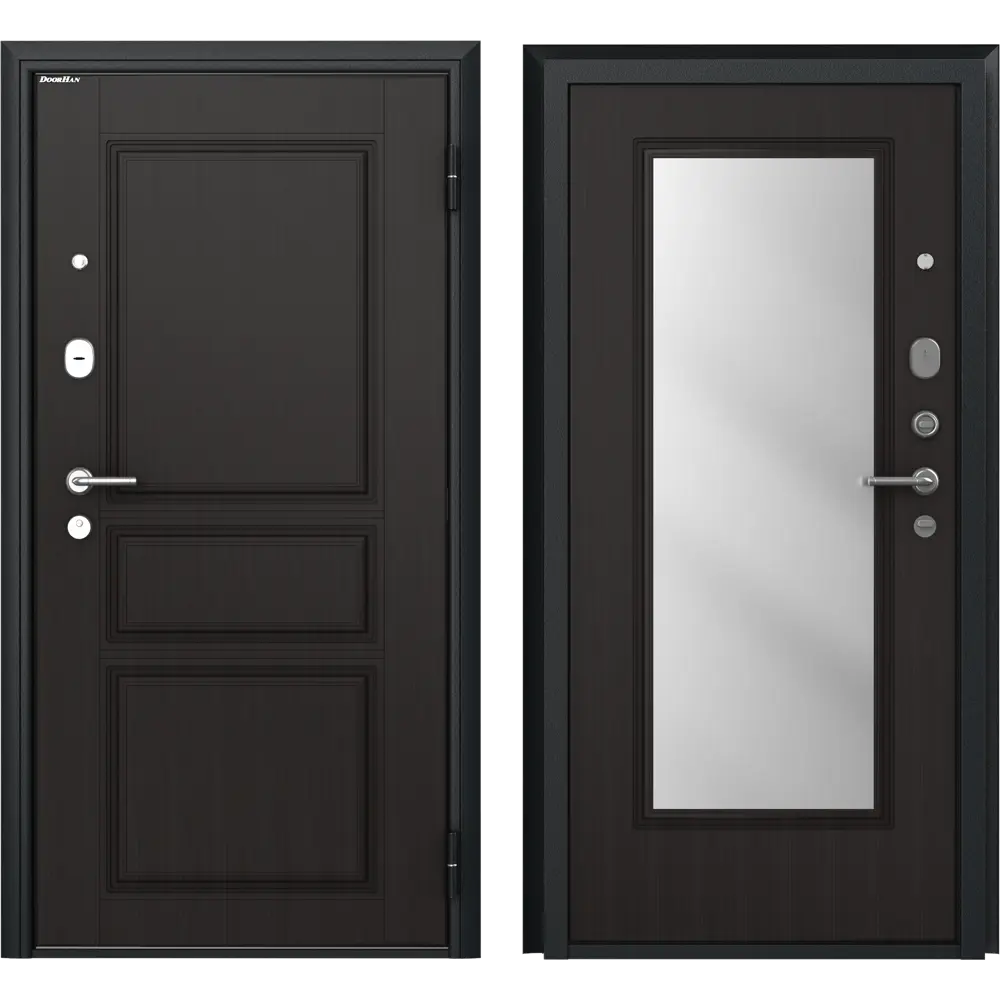 Дверь входная металлическая Премиум New 98x205 см правая венге с зеркалом DOORHAN STLM-2113550