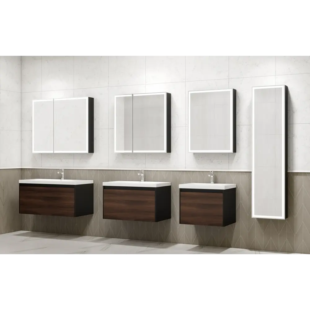 Шкаф зеркальный подвесной Montero Black LED с подсветкой 60x80 см цвет черный 89180064 STLM-2028496 Santreyd - Вид №8