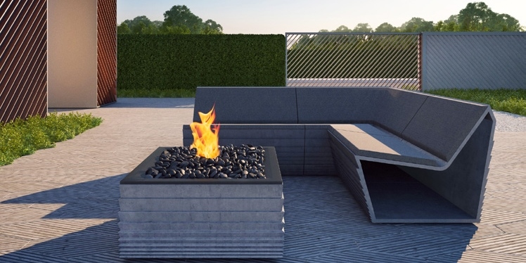 BetOn Скамья из фибробетона с подушками прямой сегмент 865*600 ЗОНЫ ОТДЫХА ИЗ ФИБРОБЕТОНА LA01 - Вид №2