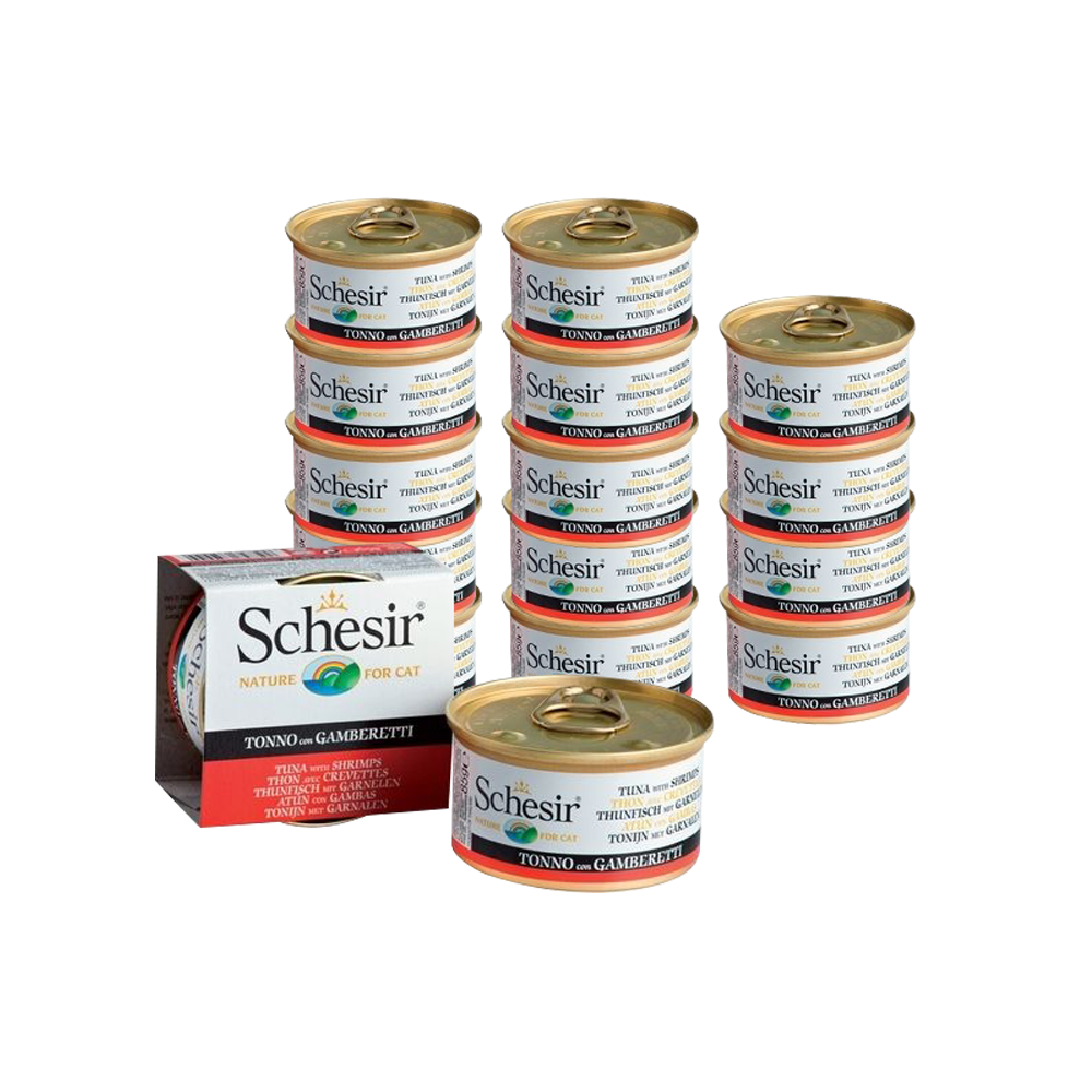 Т0040972*14 Корм для кошек тунец, креветки конс. 85г (упаковка - 14 шт) SCHESIR 