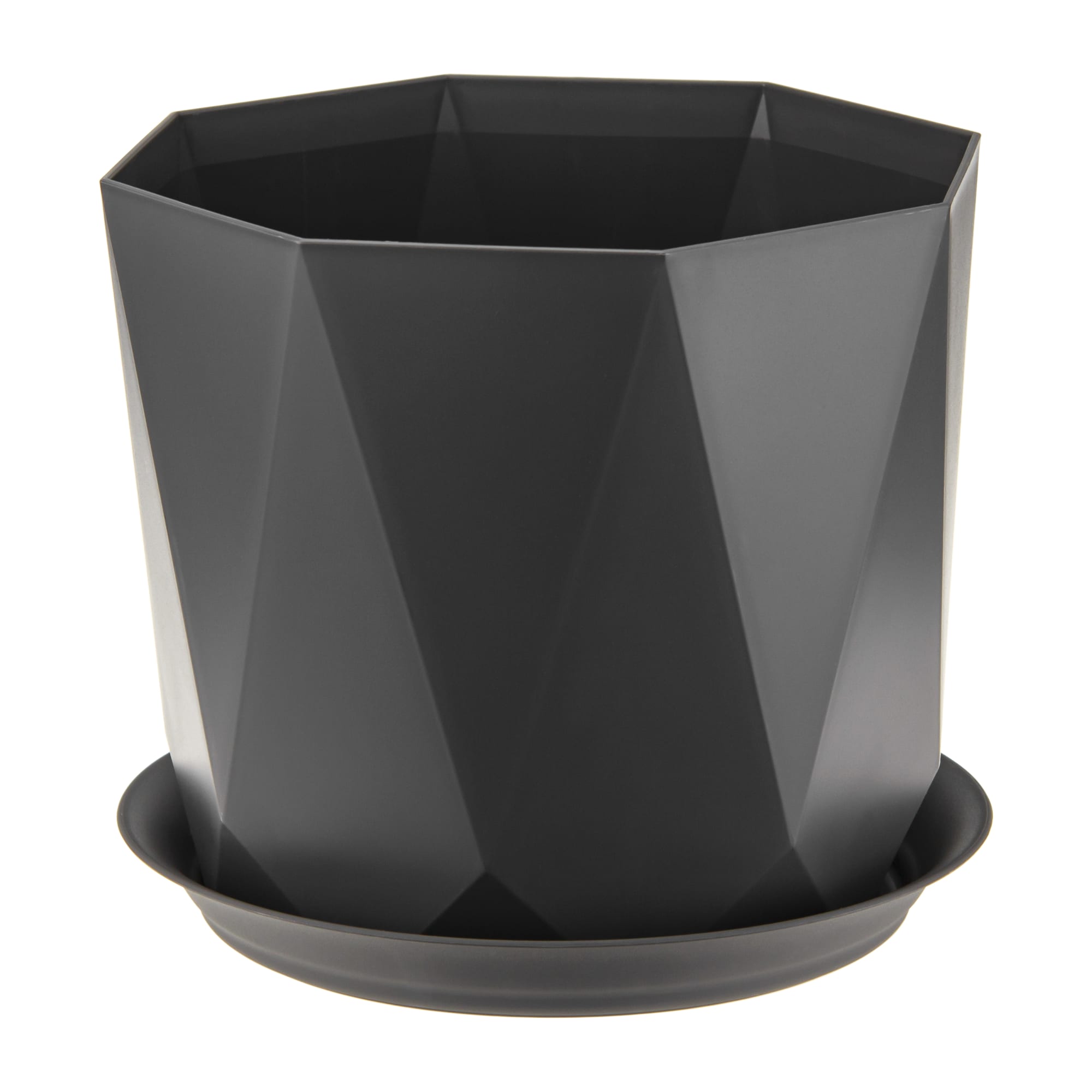 85123021 Кашпо для цветов Призма ø13 h11 см v1 л пластик графитовый Santreyd 