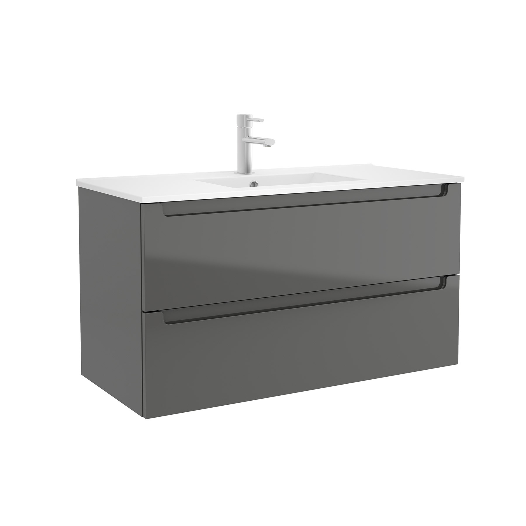 26682 SALGAR Мебель под умывальник MONTERREY 1000 2 металлических ящика GLOSS GREY 997 x 540 x 450 мм Глянцевый серый  - Вид №1