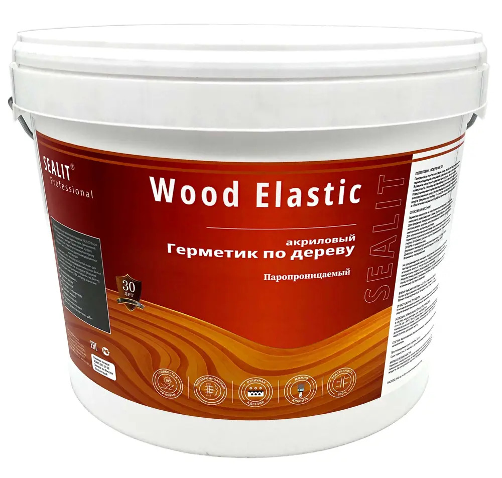 91539083 Герметик акриловый Sealit Wood Elastic для дерева сосна 10 л STLM-0855116