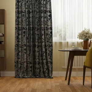 Штора на ленте Цветы 160x260 см цвет синий