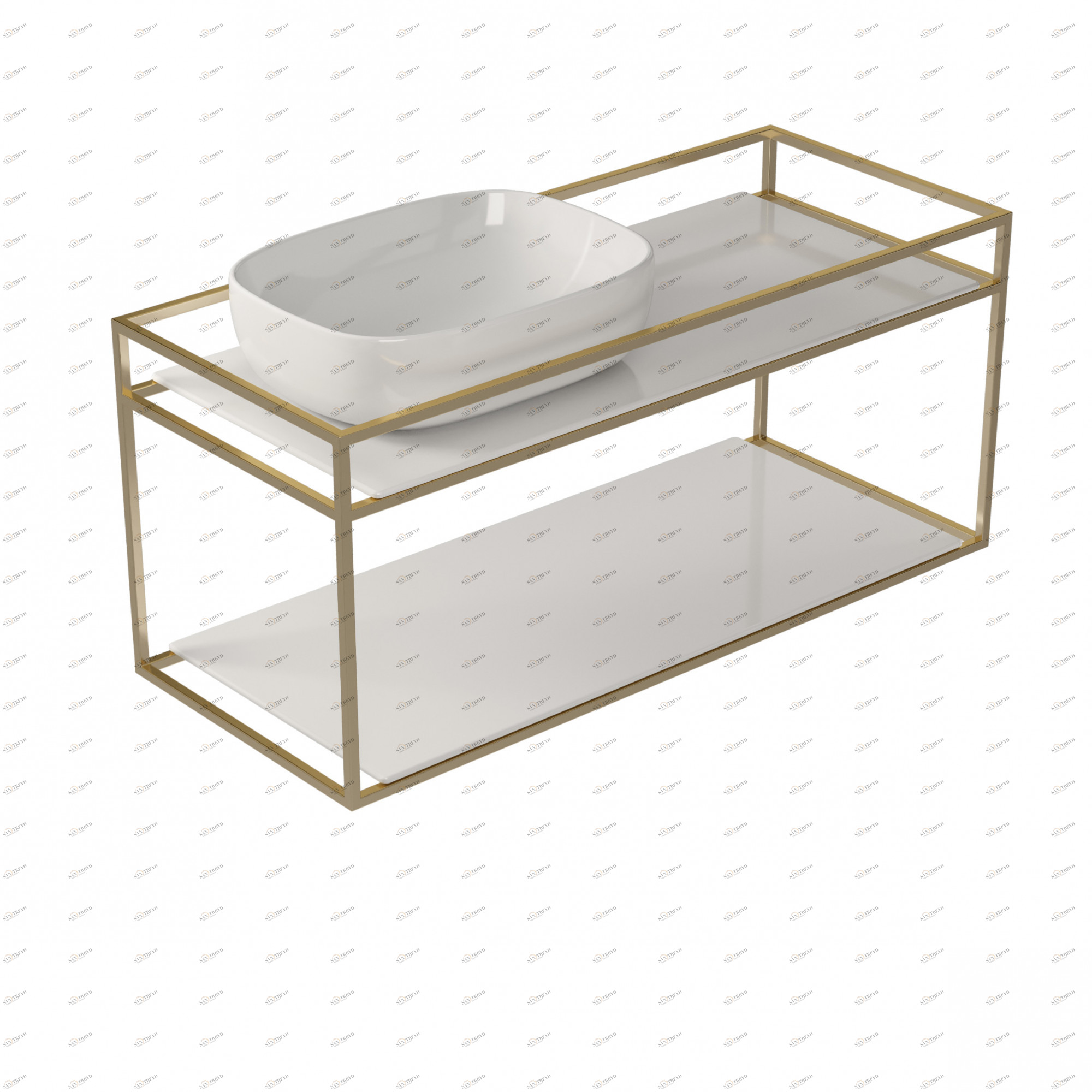 2075OR Подвесная раковина настенная прямоугольная Galassia  золотая 