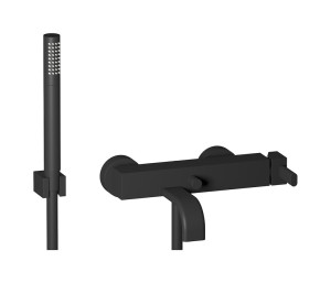 Настенный смеситель для ванной в комплекте с душевым гарнитуром WE ARE IB sb210cc Matt Black Superbox
