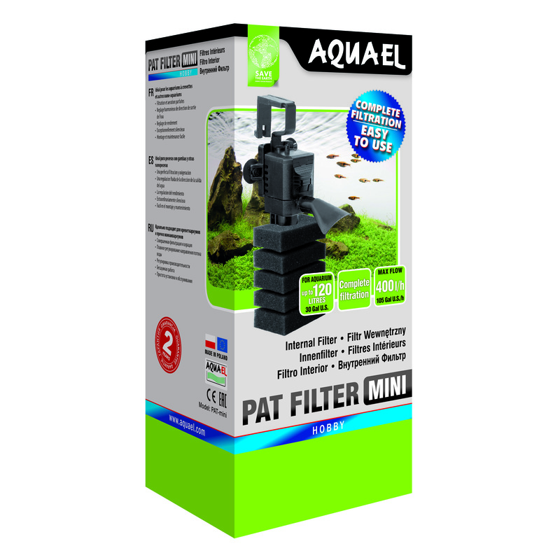 ПР0045121 Внутренний фильтр PAT FILTER MINI для аквариума до 120 л (400 л/ч, 4 Вт) AQUAEL 