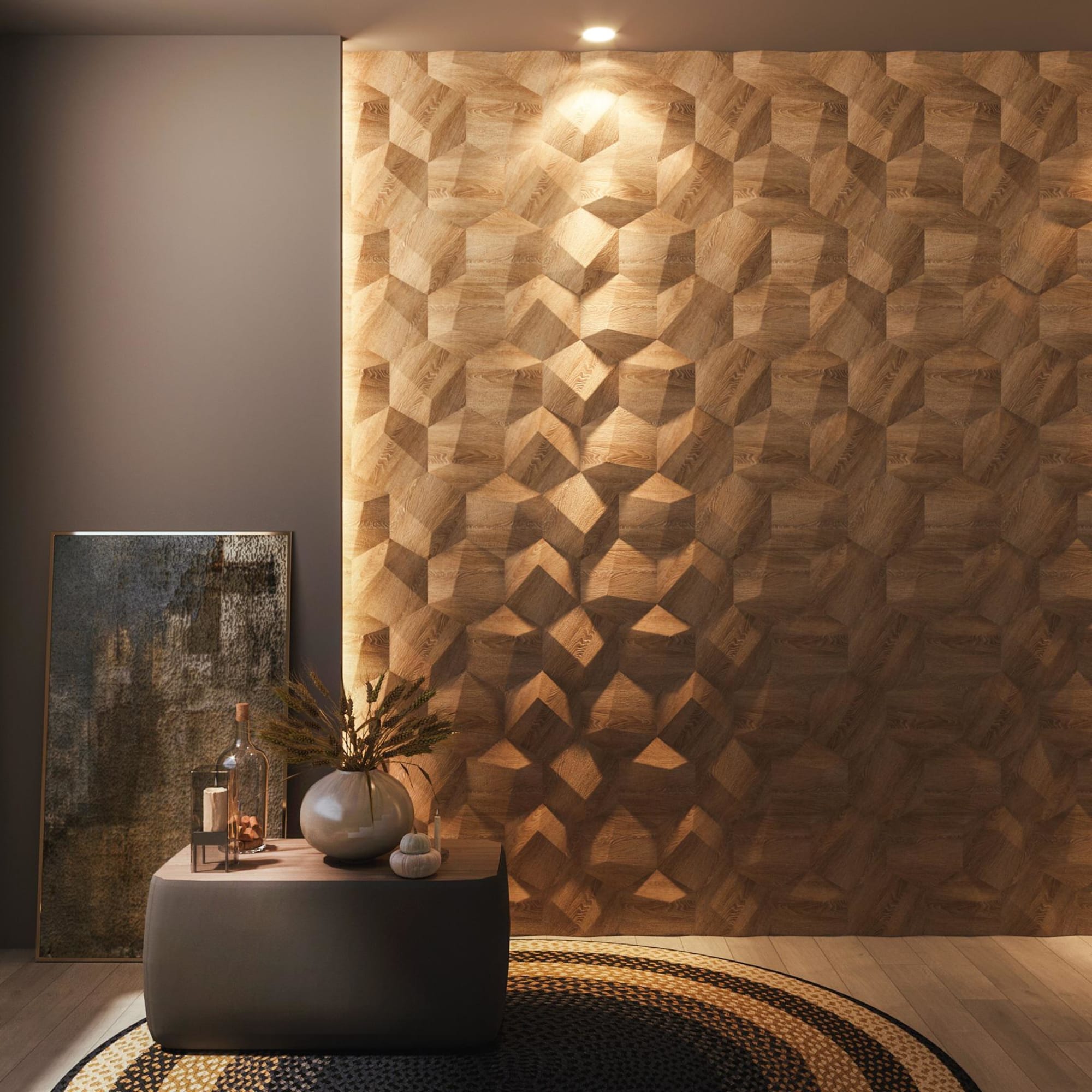 82399305 3D Панели матовые с покрытием 4 шт цвет орех натуральный Santreyd  - Вид №4