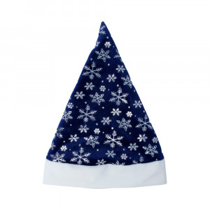 100-7 Колпак новогодний №04 Синий со снежинками
