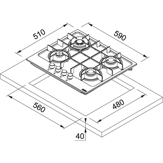 Варочная панель  FHMA 604 3G DC OA C Franke Maris FHMA 604 3G DC OA C Бежевый - Вид №1