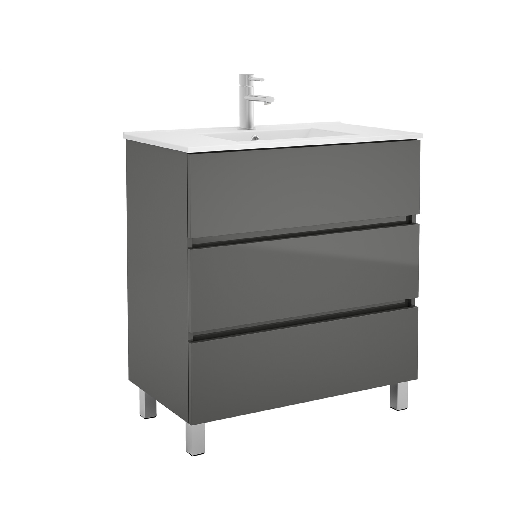 23265 SALGAR Мебель для умывальника FUSSION LINE 800 3 ящика GLOSS GREY 797 x 868 x 450 мм Глянцевый серый - Вид №1