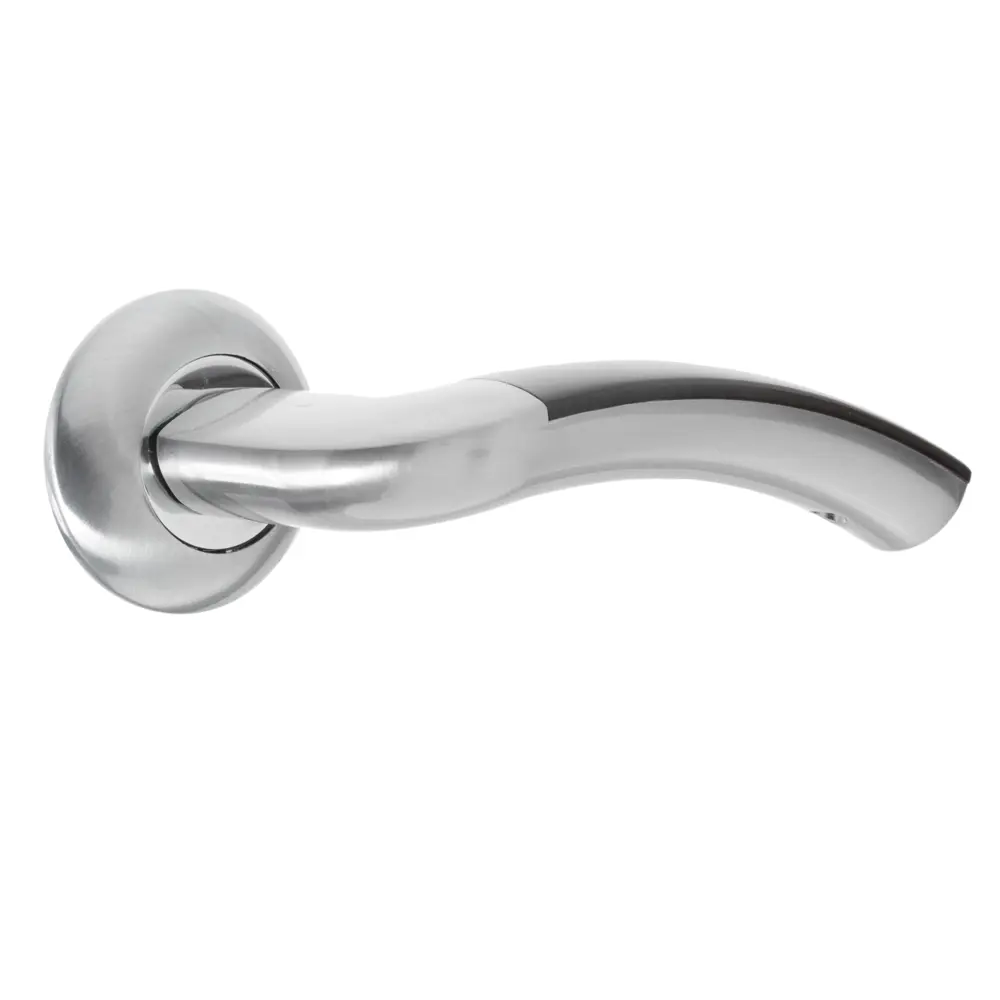 Ручки дверные на розетке Apecs H-0576-Z, цинковый сплав, цвет сатин/дерево/хром STLM-2136712