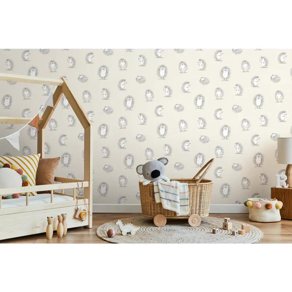 Обои флизелиновые Ateliero Ежики бежевые 1.06 м AT88192-02 Ёжики STLM-2049247 - Вид №3