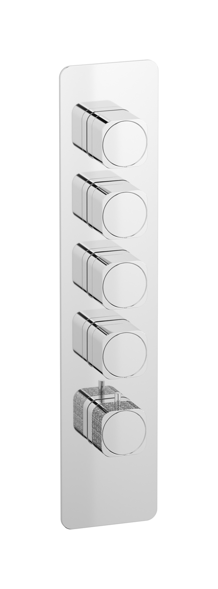 External part of thermostatic 4 ways, square plate, vertical, Coral handle WE ARE IB eua416ccneo_2 Chrome Aqua