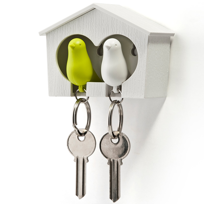 QL10124-WH-WH-GN Держатель для ключей двойной sparrow белый-зеленый Qualy 
