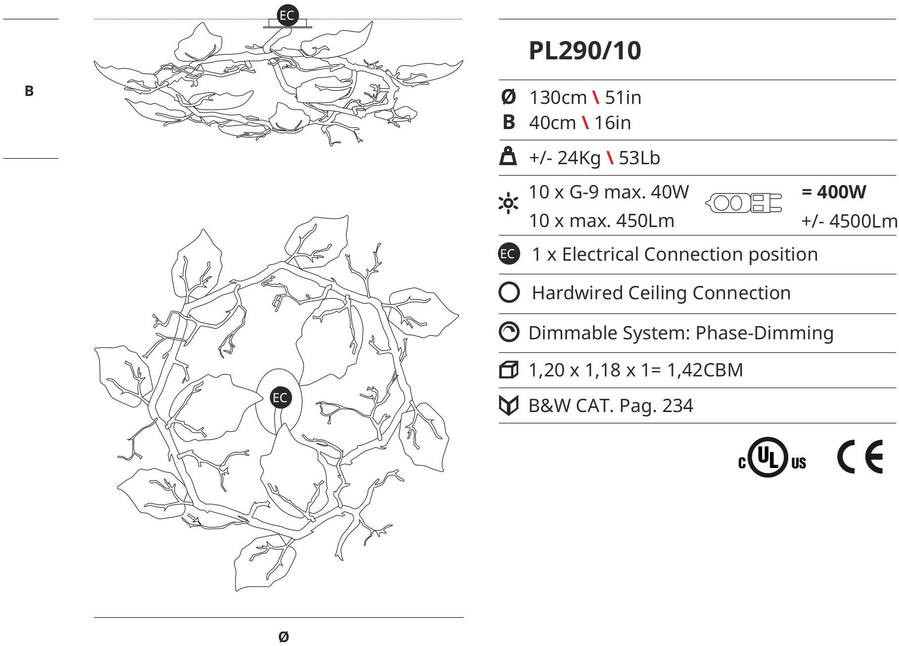Serip Бронзовый потолочный светильник ручной работы Outono Pl290/10 - Вид №1