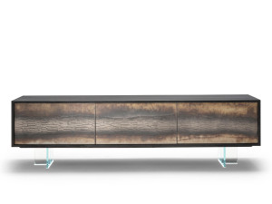 Деревянный и стеклянный шкаф для телевизора с ящиками