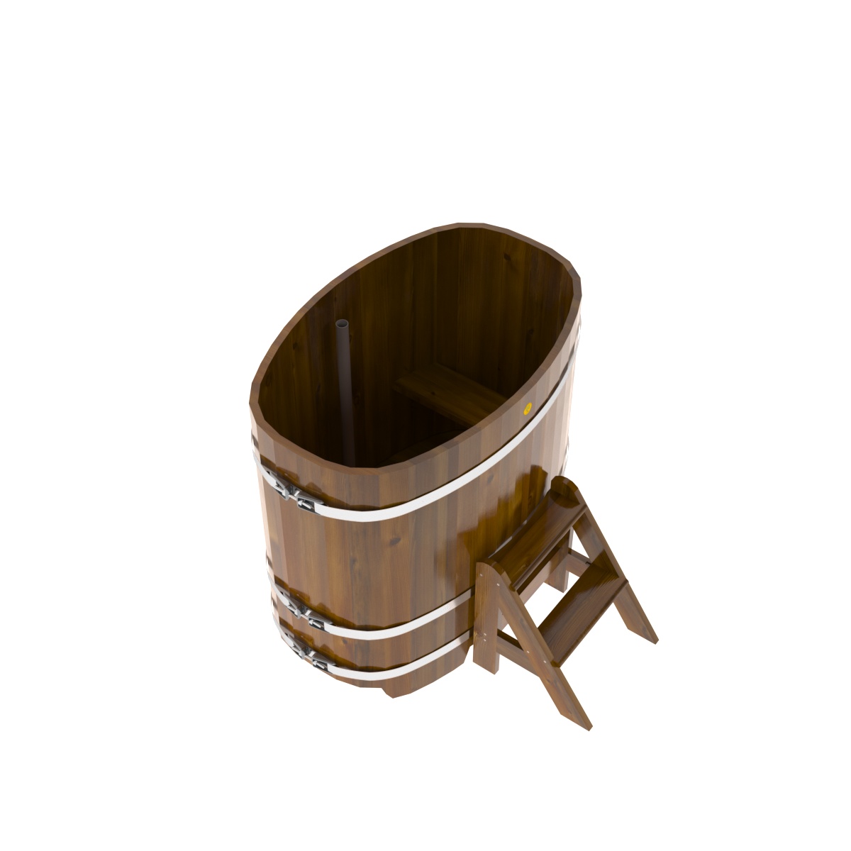 2259 Купель овальная из лиственницы Рустик 0,76х1,16х1,1 морёная Alyarus  - Вид №2