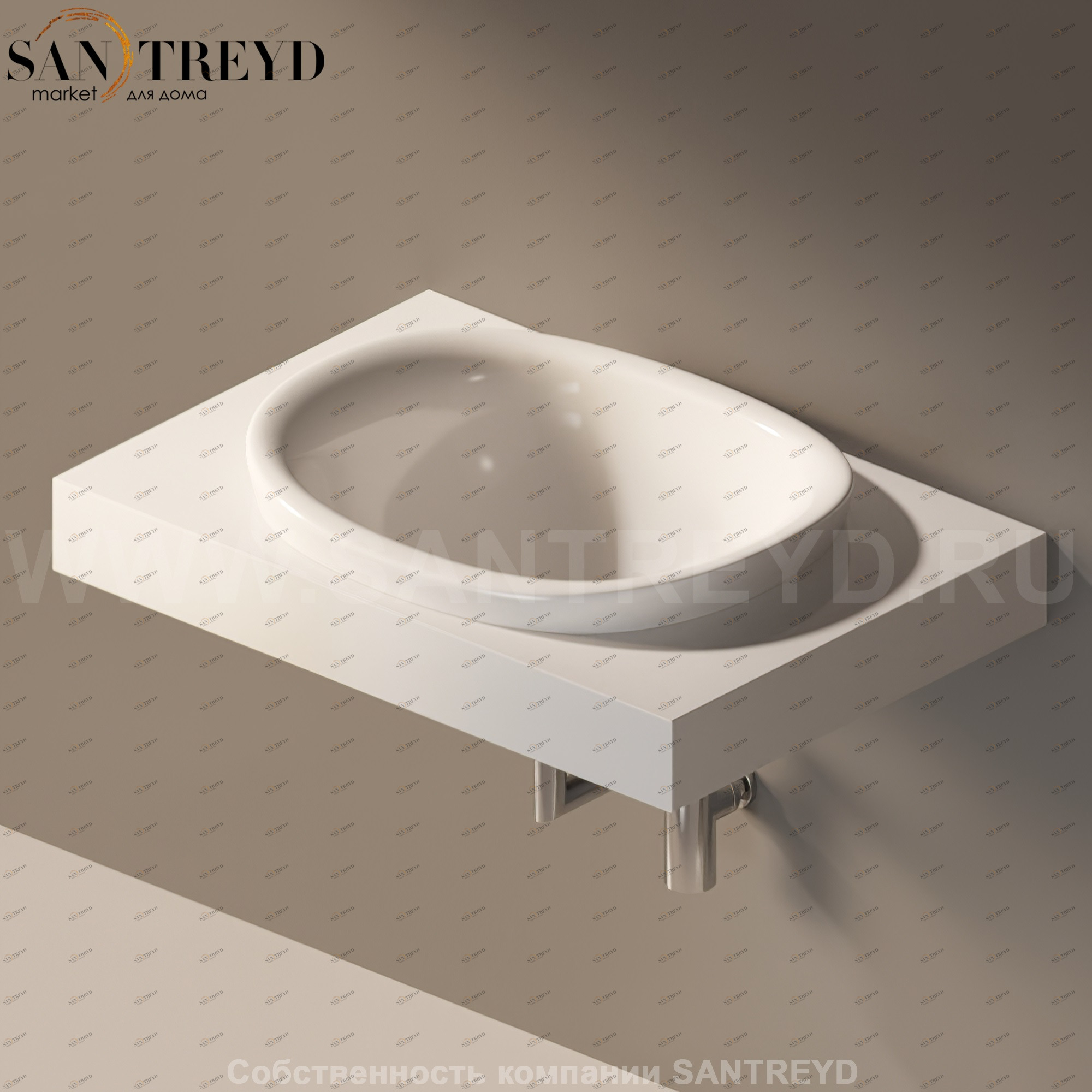 Flaminia IO e SI Столешница с отверстием под раковину белая IO60M1.9016 Ceramica Flaminia IO60M19016