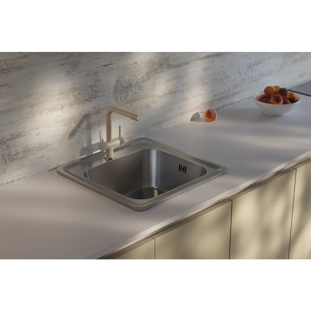 KROMRUS Врезная кухонная мойка 48×48 см с хромированной поверхностью 89404068 STLM-1568857 - Вид №4